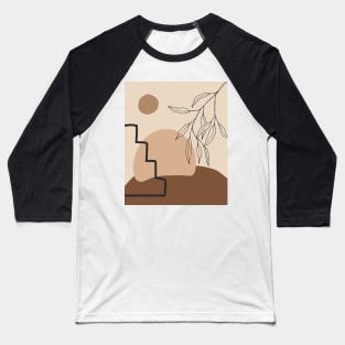 Minimal Modern  Abstract Shapes  Leaves Warm Tones  Design Baseball T-Shirt